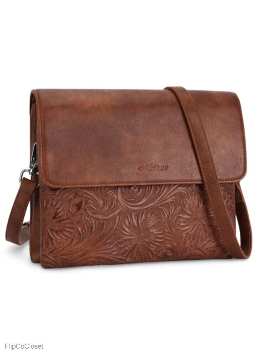 Vegan Leather Crossbody Bag with Phone Pocket, Adjustable Strap